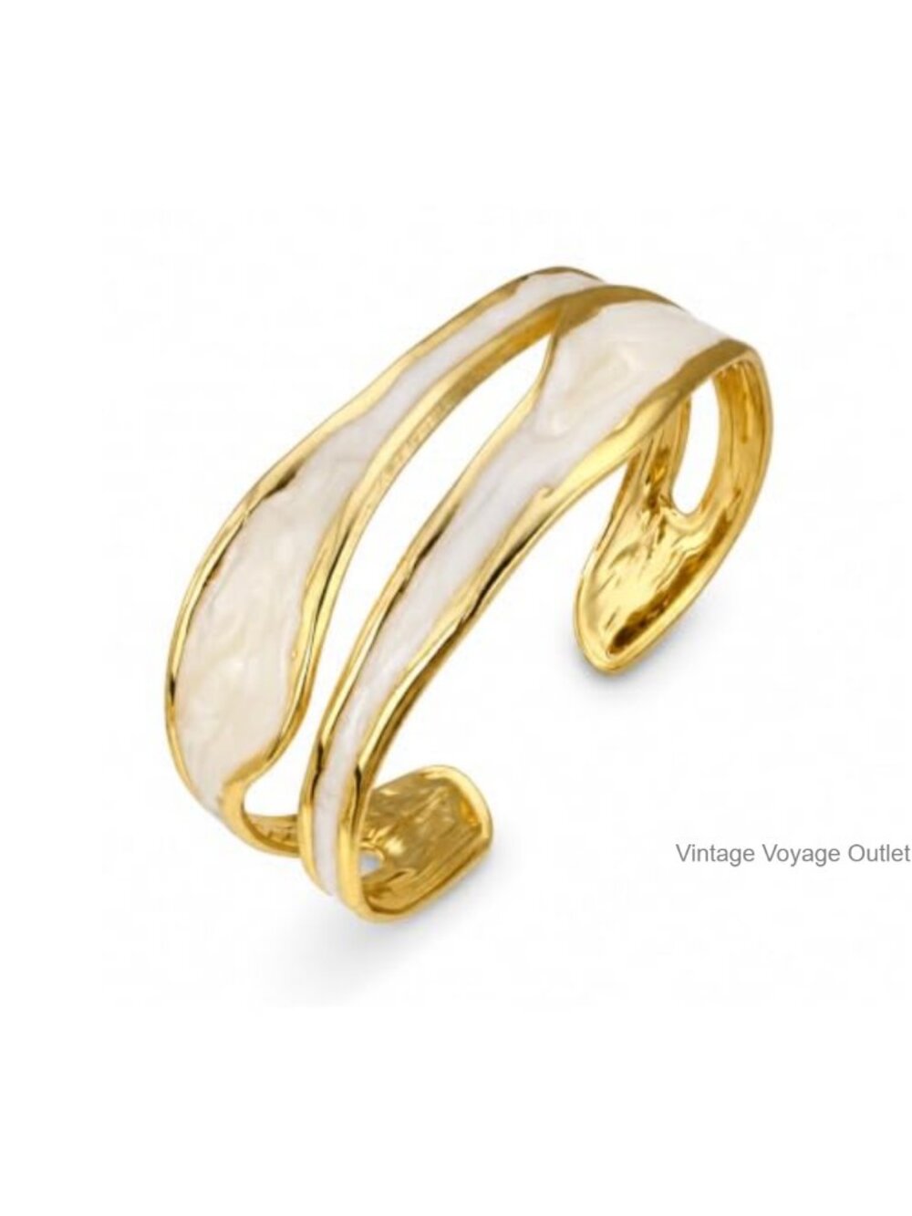 Chunky Gold-Tone Stainless Steel Cuff Bracelet Adjustable Bangle